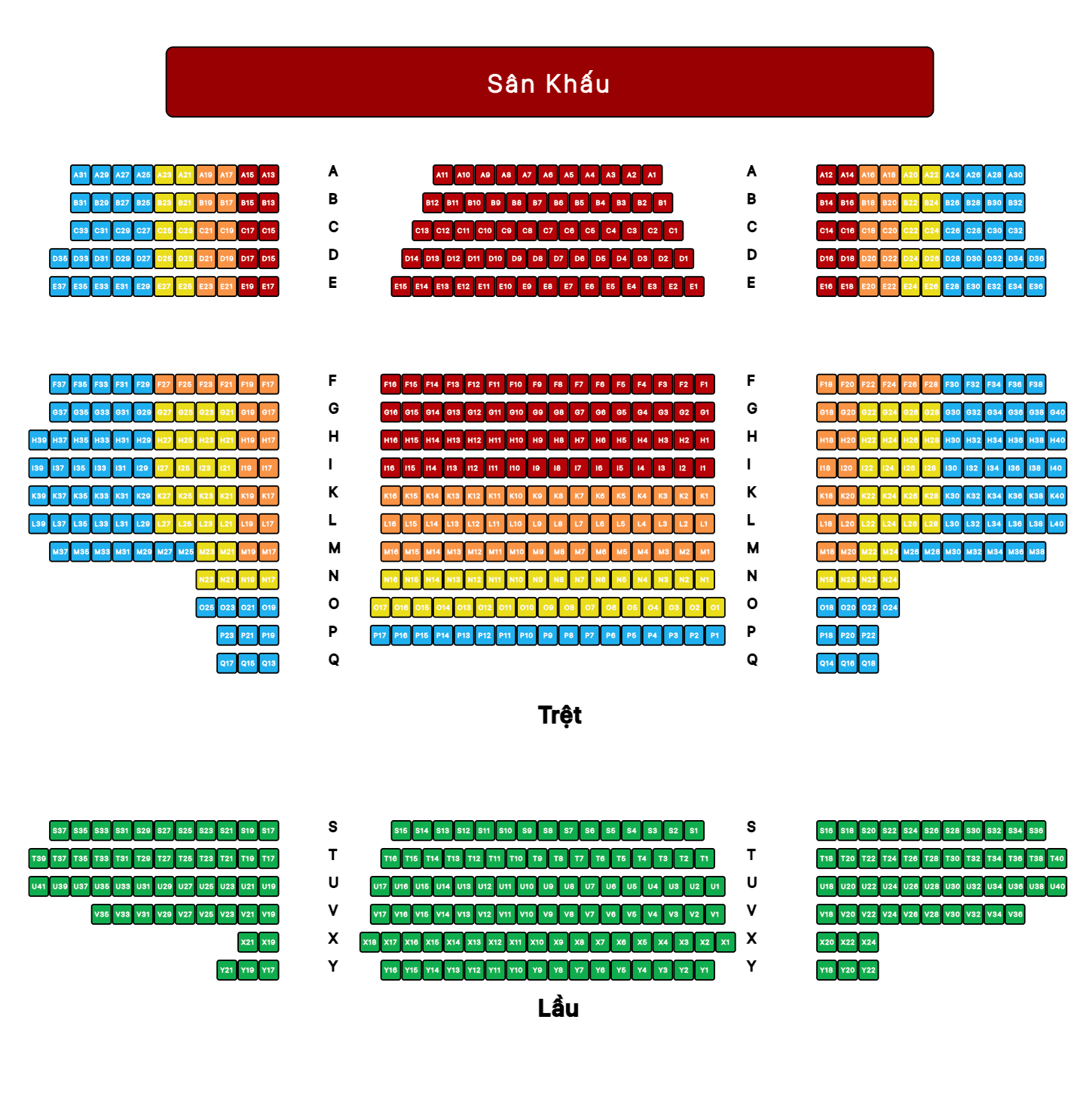 An OrcheStars seating map used for event ticketing